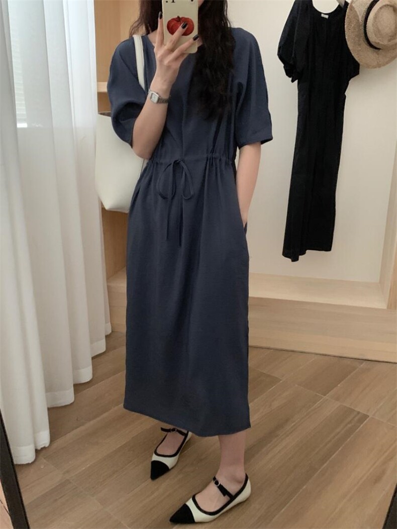 夏季新款简韩连衣裙～，女装连衣裙，三文鱼