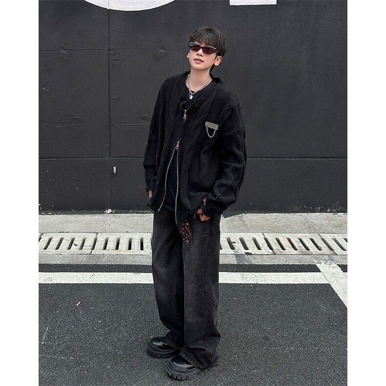 原版高质量破洞开衫毛衣M563/P55,男装针织衫/毛衣,星座506