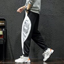 2021秋季新日系瓷砖墙大码男撞色拼接运动休闲九分卫裤K2075-P45，男装休闲裤，电商A001