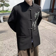 春秋季新中式男外套刺绣西服外套立领中山装XZ212-1-QJK032-P58，男装西服，星座212-1