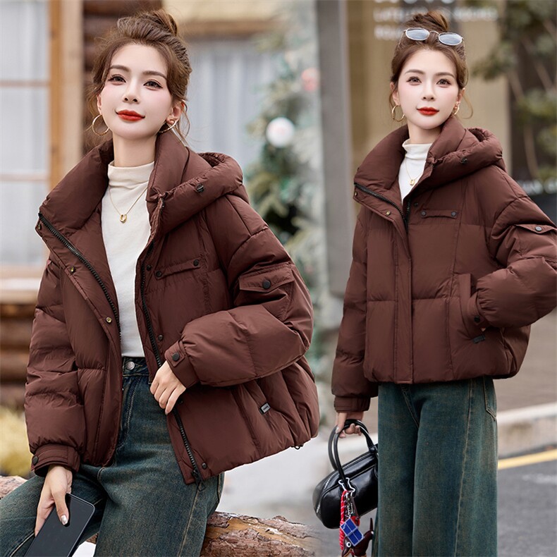 高级感超好看短款羽绒服女2024冬新款时尚小个子白鸭绒面包服外套,女装羽绒服,布芭啦