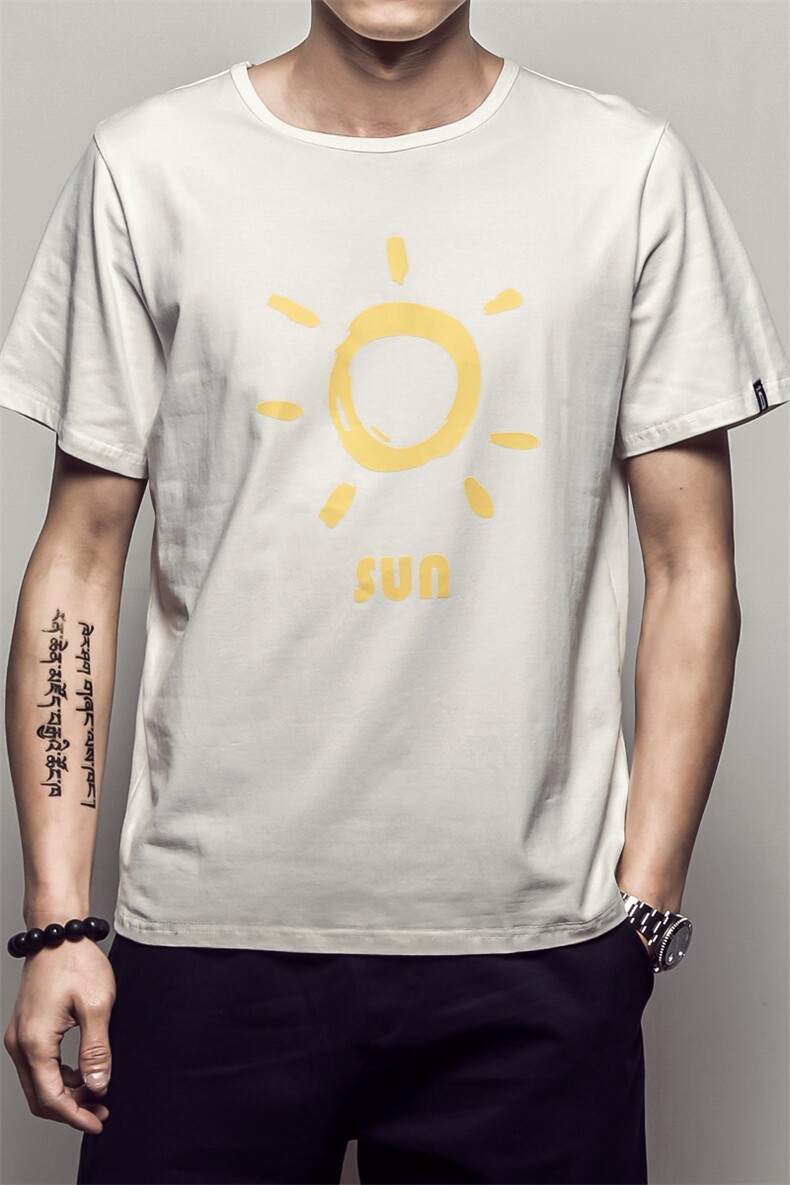 2021夏季新款日系大码小太阳宽松卡通印花短袖T恤男T8201-P28,男装T恤,电商A001
