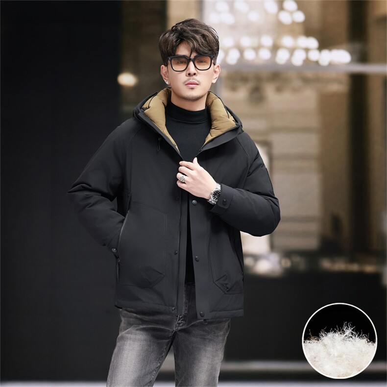 新标90绒中年轻薄羽绒服外套男士秋冬季连帽时尚休闲羽绒服夹克,男装夹克,钱塘723