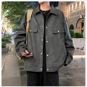 夜景机动皮衣工装美式潮牌皮夹克外套光板二开A406JK1230特P83