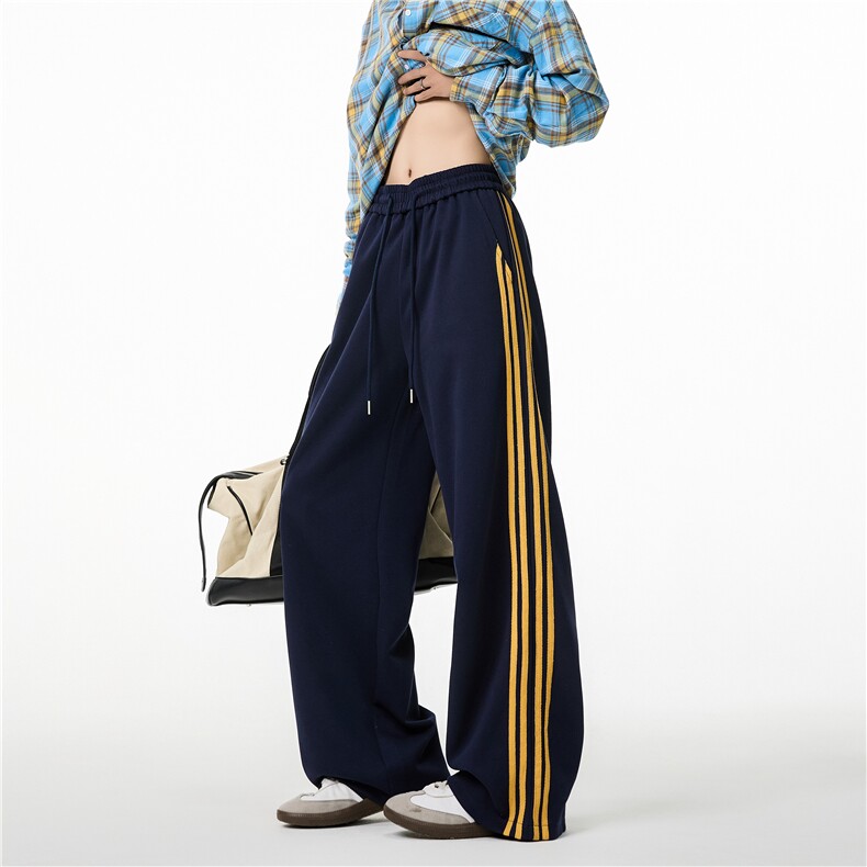 抖音品质春季新款美式四条杠宽松休闲卫裤B315-K25612-特p40控78,男装休闲裤,电商B315
