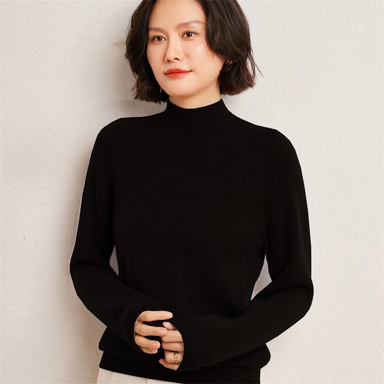 2025春秋新款羊绒衫女100山羊绒康赛妮羊绒线长袖半高领针织上衣,女装羊绒衫,广悦羊绒