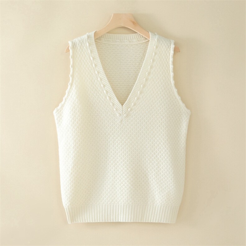 秋装新款女装V领马甲时尚百搭显瘦针织背心优雅气质简约设计面料，女装马甲，旭友羊绒