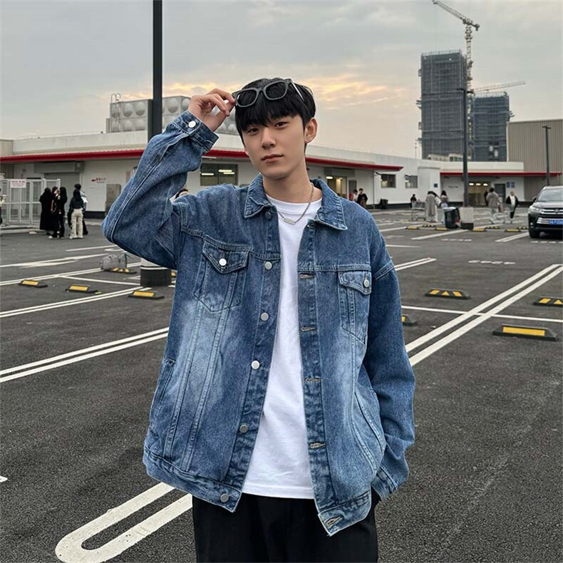 港风宽松休闲牛仔外套夹克男做旧水洗美式情侣上衣JK03-P78控108,男装夹克,星座218-5