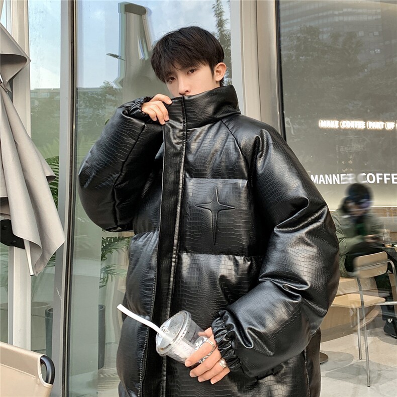 港风鳄鱼纹钢印字母图案设计大码休闲潮流棉衣男MY77727P128控168，男装棉衣，星座227-7