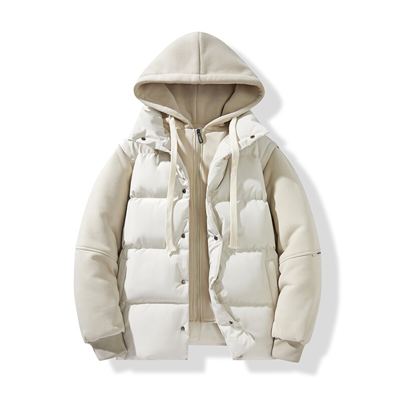 新款假两件棉服男加厚羽绒棉衣情侣款连帽拼色连帽外套M092-P75,男装棉衣,星座1403A