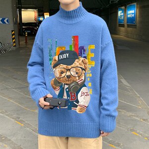 M18211-P45加绒款-P65半高领毛衣男士大码针织衫男毛线衣男，男装针织衫/毛衣，电商A040