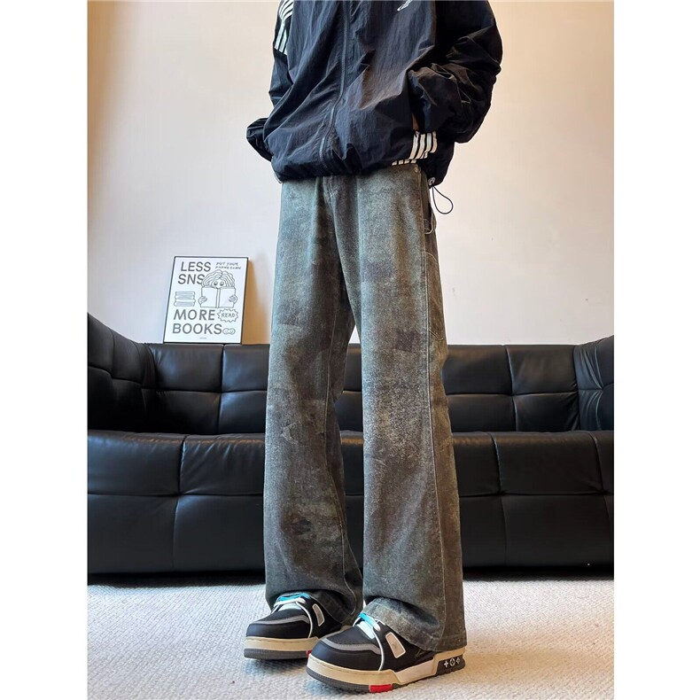 【有货】DN8017-P55美式vibe迷彩裤子男士做旧微喇牛仔裤潮牌裤,男装牛仔裤,星座603-2