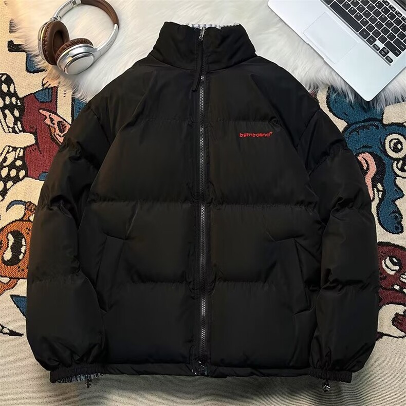 加绒加厚冬款男两面穿棉衣立领面包服条纹格子保暖外套MA264P105,男装棉衣,星座1013-1