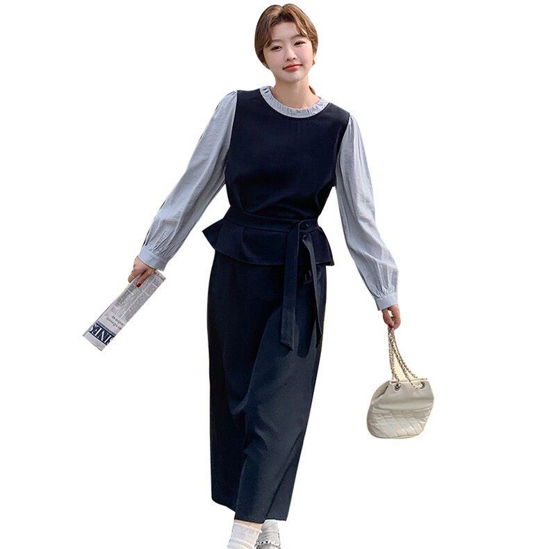 法式轻熟风衬衫马甲套装女2025春新款设计感收腰显瘦阔腿裤三件套,女装套装/套裙,2C169