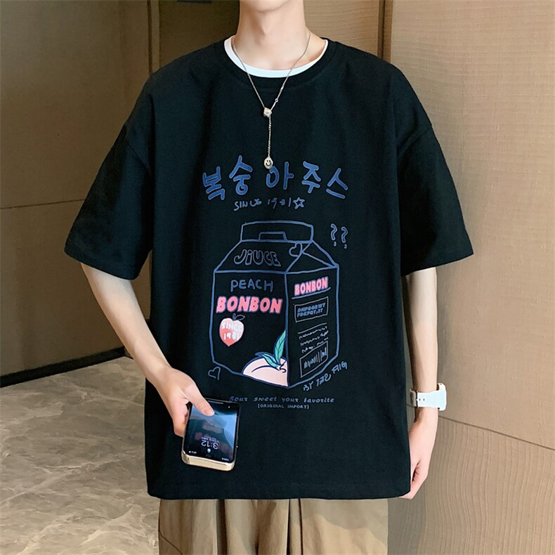 ！200G高品质！2022男士宽松纯棉短袖T恤情侣体恤衫T2205P25,男装T恤,电商B220