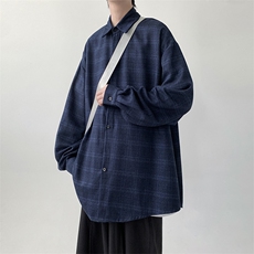 已出货厚款小香风长袖衬衫男宽松格子衬衣KD627-P30，男装衬衫，电商D312-1