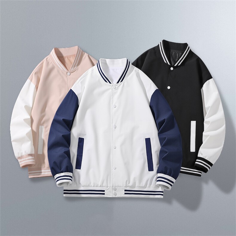 棒球服外套立领落肩撞色男女潮流学院风春秋款拼接上衣258-P40图片