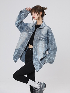 高品质复古做旧雪花情侣夹克牛仔衣外套221-1-JK2311-P95控128图片
