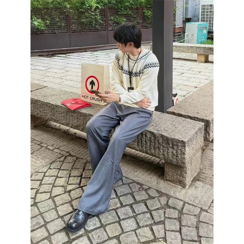网图有货费尔岛提花针织圆领宽松民族风情侣毛衣男女A988-P52,男装针织衫/毛衣,星座1505