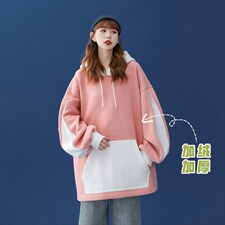 中性秋季潮流撞色拼接宽松卫衣B150JRP65控88加绒P75，男装卫衣，A247A