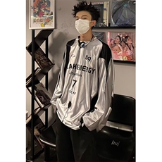 流行潮流新款美式球衣银色长袖T恤男运动撞色插肩上衣TY123，男装T恤，星座1116A（原606A-3）