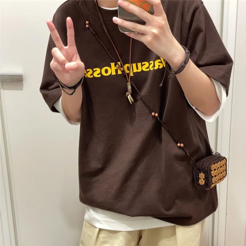 TX3126 p35 限48  纯棉重磅水洗工艺字母印花短袖图片