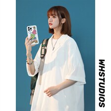 C6026/P35夏款2023新款中性风短袖衬衣男女大码开衩弹力衬衫控58，男装衬衫，电商A141
