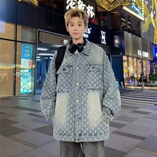 美式复古机车立领刺绣水洗牛仔夹克男女春秋潮街头嘻哈上衣外套，男装夹克，星座715-4