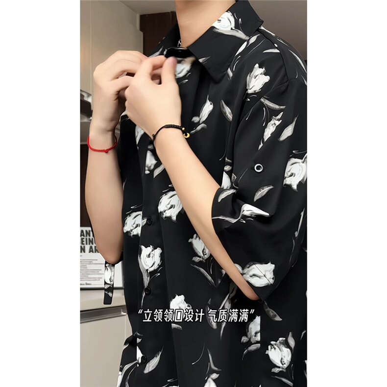 短袖衬衫男+短裤男潮流休闲套装男M-5XL大码TZ78712P50控98模特图,男装牛仔裤,星座226-1