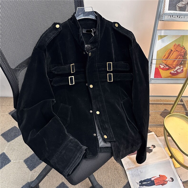 美式复古cleanfit拼接设计仿麂皮夹克男女机车短宽外套W6871-P75,男装夹克,星座412-3