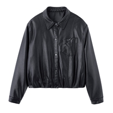 短款皮衣短外套修身常规拼贴/拼接春秋欧美风显瘦时尚休闲百搭，女装皮衣，简古