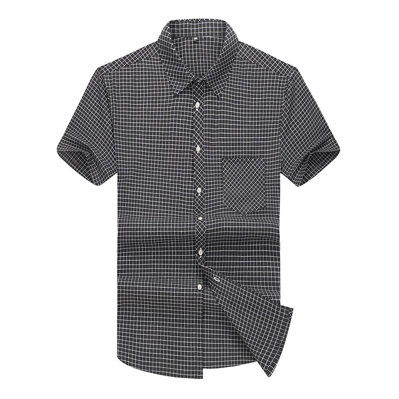 夏装新款加肥加大码男式短袖衬衫格子休闲衬衣XL-7XL19C01,男装衬衫,星座802