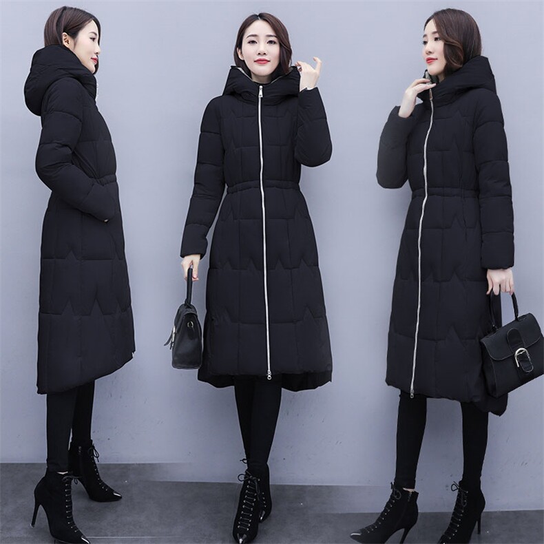 2020冬季韩版棉衣/棉服新款加厚长款连帽拼色修身气质百搭棉服,女装棉衣/棉服,瑶迪依秀