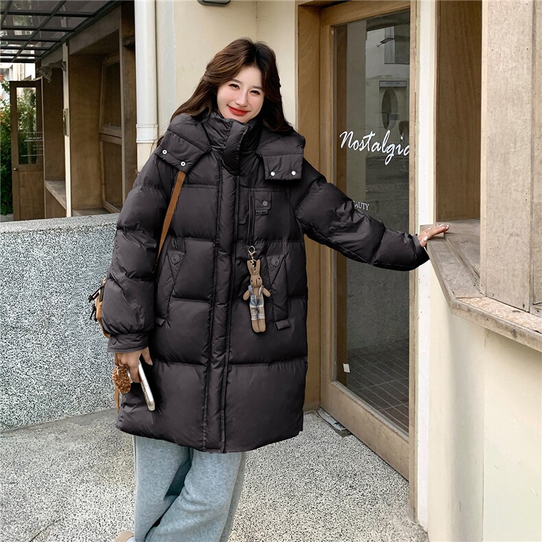 现货！现货！2025冬装新品学院风羽绒服女中长款白鸭绒外套,女装羽绒服,2C306