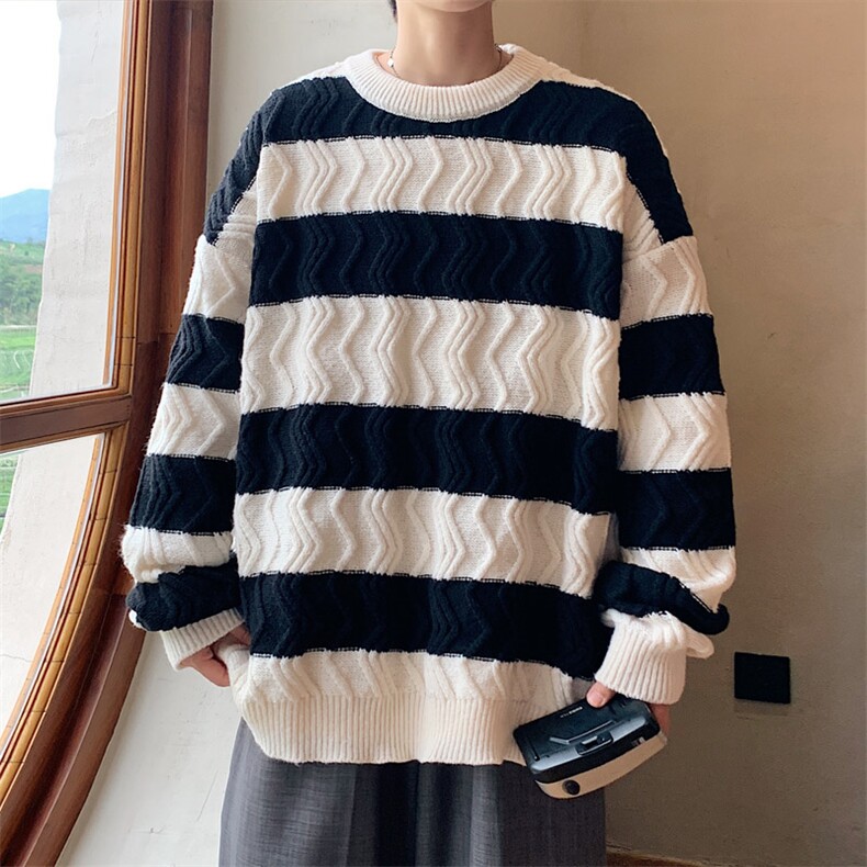 2023冬季新款潮流圆领毛衣加厚情侣针织衫男士套头毛线M102P60,男装针织衫/毛衣,电商B220