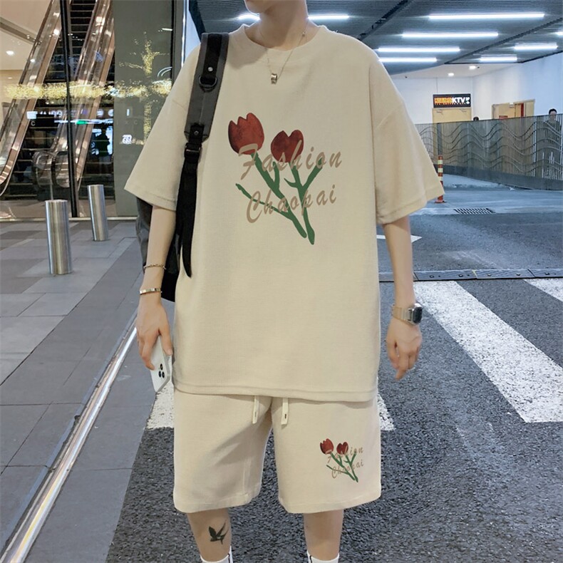 ！直播推荐！2024夏季男士华夫格短袖T恤套装一套HTZ18P50,男装T恤,电商B220