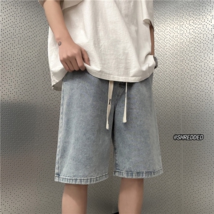 美式宽松简约牛仔短裤四色泥巴黄休闲五分裤B315-K23210-P45控55图片