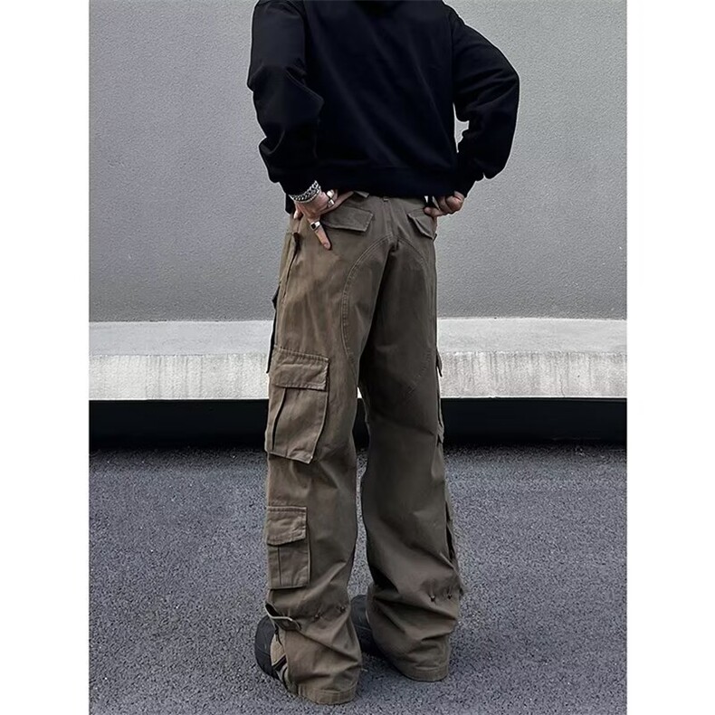 新款复古美拉德多口袋工装裤男女美式潮牌宽松休闲直筒裤子,男装牛仔裤,星座506A