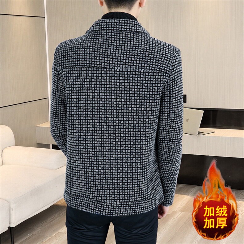 冬季新款男士商务休闲简约百搭加绒加厚毛呢大衣短款夹克D19P135,男装夹克,电商B226-2（原B217-2）
