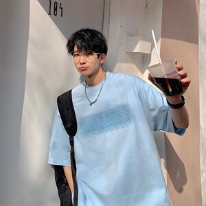 2024夏新款数据款港风个性撞色印花短袖T恤上衣T2221-P48，男装T恤，星座914-3