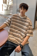 港风条纹短袖T恤男大码立体口袋设计短袖T恤男DT8768P40控59，男装T恤，星座226-1