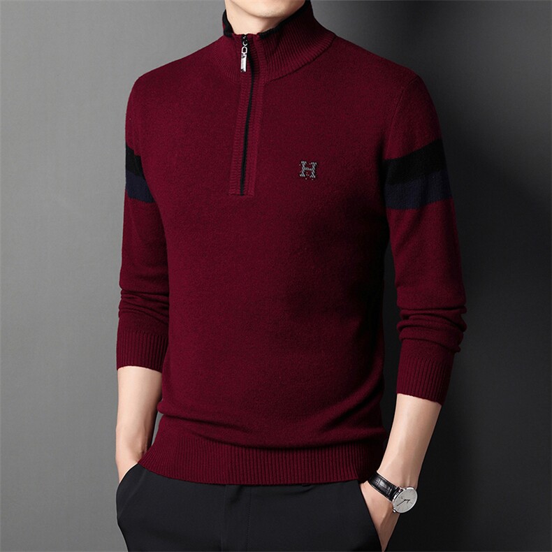 CM12193钱塘2020-2冬季厚款半高领商务休闲中年男士羊毛衫P160,男装针织衫/毛衣,钱塘207-2