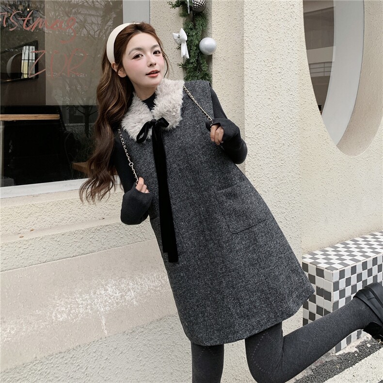 新款26早春韩系学院风背心裙两件套6205-P170-K258,女装套装/套裙,2C057