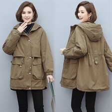 2020冬季新款中长款休闲加绒加厚派克服保暖舒适派克服，女装派克服，独衣靓