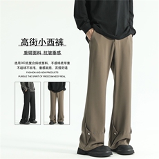2025秋冬加厚cleanfit半松紧微喇叭高街纽扣西裤K3343-P45，男装西裤，电商042