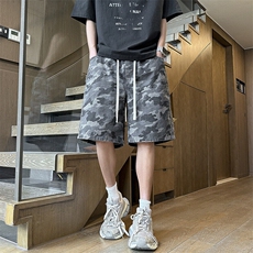 迷彩牛仔短裤男2025年夏季美式街头潮牌宽松阔腿五分裤TS802-P42，男装牛仔裤，星座610（原A335）