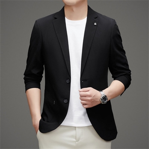 新款男装春秋薄款韩版休闲西服修身提花小西装MJ2675-P135图片