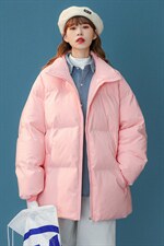 2025冬装纯色百搭款中性风立领棉衣加厚外套 A125-Y291-P105女类图片