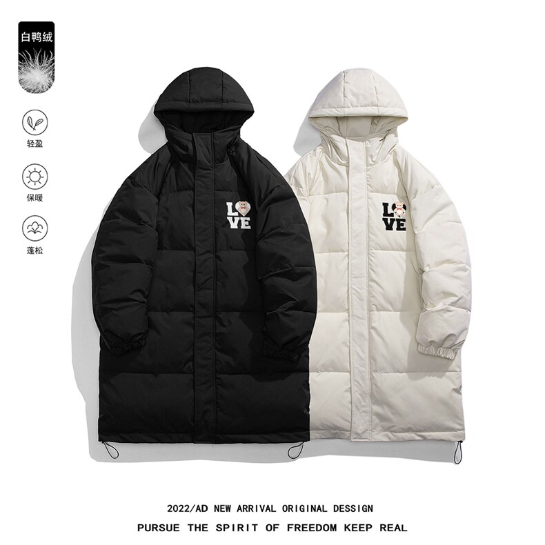 白鸭绒白底22冬季新款字母印花加厚长款连帽羽绒服YR1505P245K298,男装羽绒服,电商A247-1