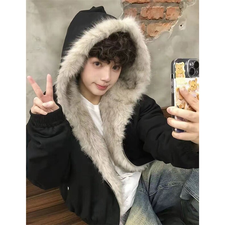 网图A2347P120-美式座山雕加绒加厚棉服男女秋冬宽松休闲棉衣,男装棉衣,电商B241